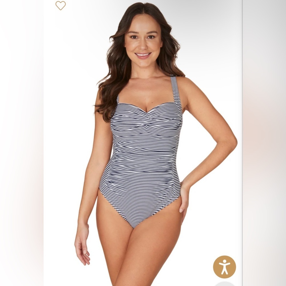 NipTuck Sorrento Stripe Joanne One Piece Swimsuit Blue & White Size 8